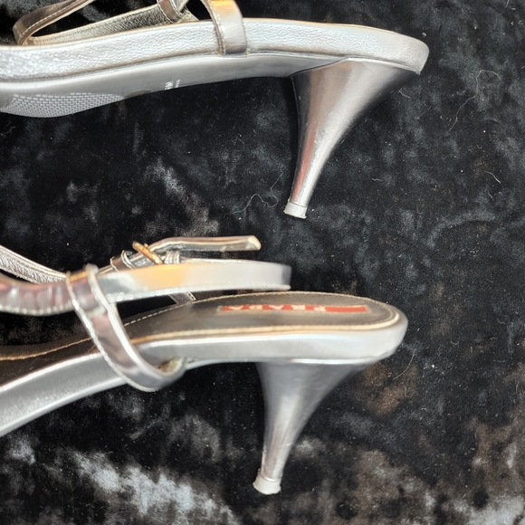 PRADA Silver Jeweled Sandals Size 10 prada 40. Made in Italy 🇮🇹 - Picture 12 of 13